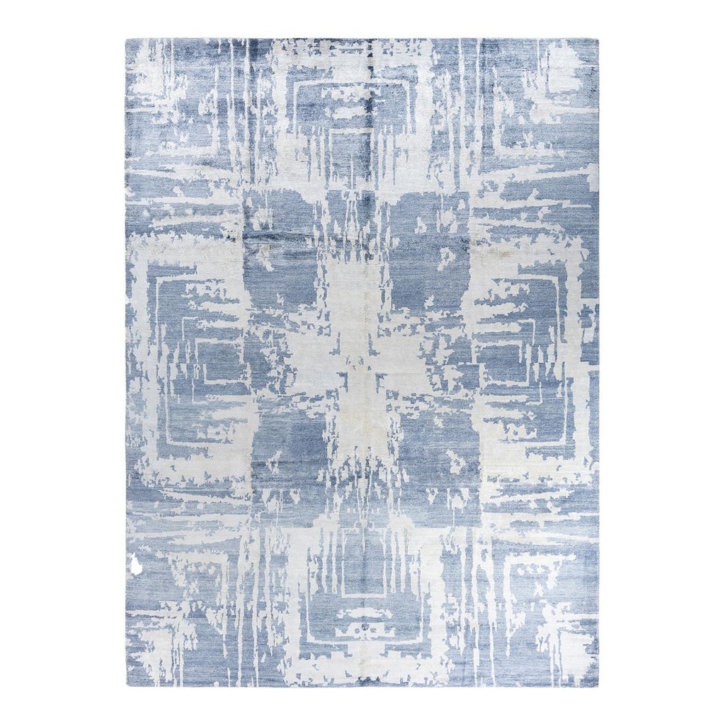 Modern One-of-a-Kind Hand-Knotted Area Rug - Gray, 9' 1" x 12' 2" - 9' 1" x 12' 2"