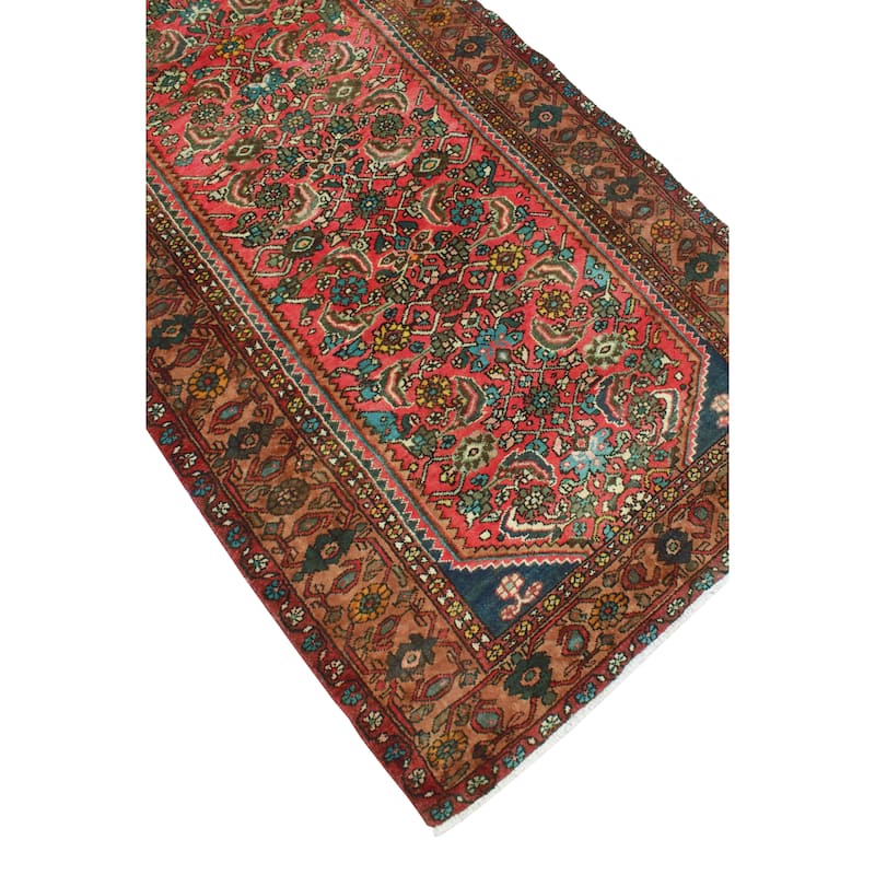 Noori Rug Fine Vintage Distressed Dorsey Red/Brown Runner - 3'5" x 10'0"