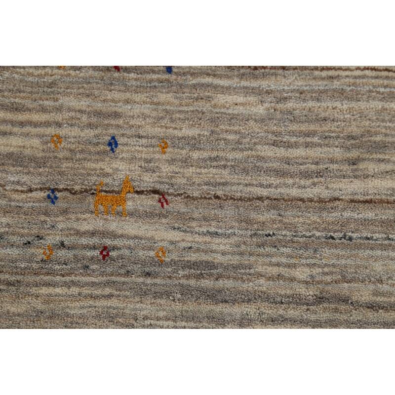 Striped Gabbeh Indian Runner Rug Hand-Knotted Wool Carpet - 2'11"x 9'8"