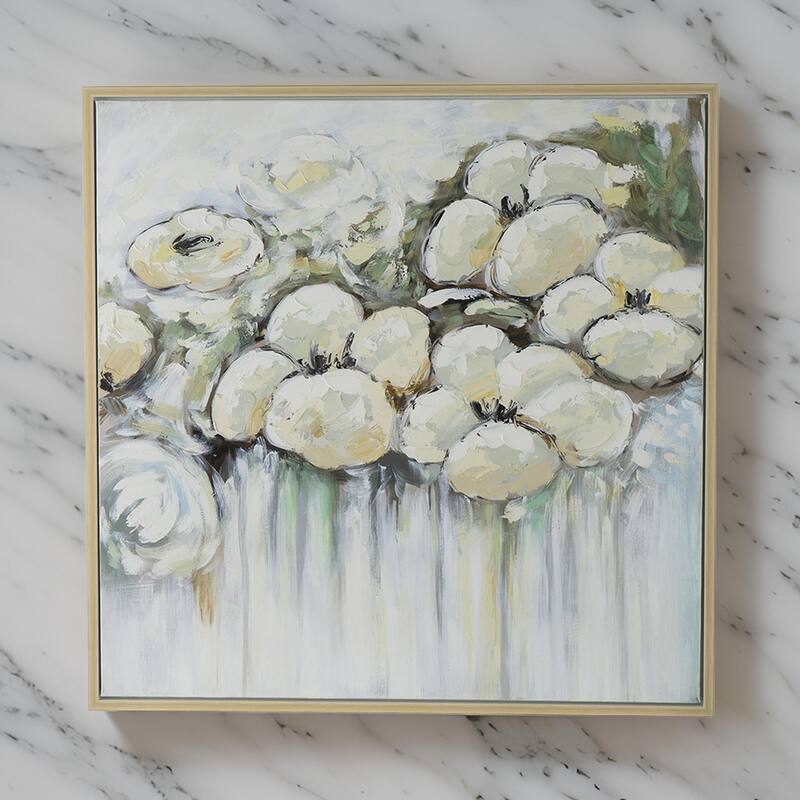 Rioni 39 x 39 Floral Wall Art Print, Handpainted Abstract Oil Painting