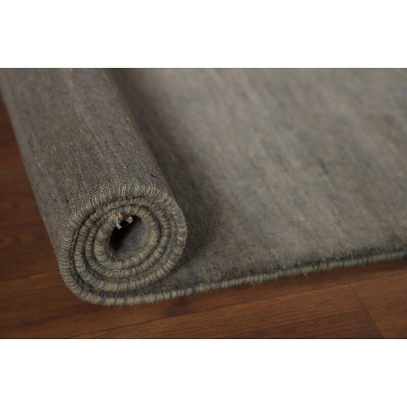 Gray Contemporary Gabbeh Oriental Foyer Rug Hand-Knotted Wool Carpet - 3'2"x 4'9"