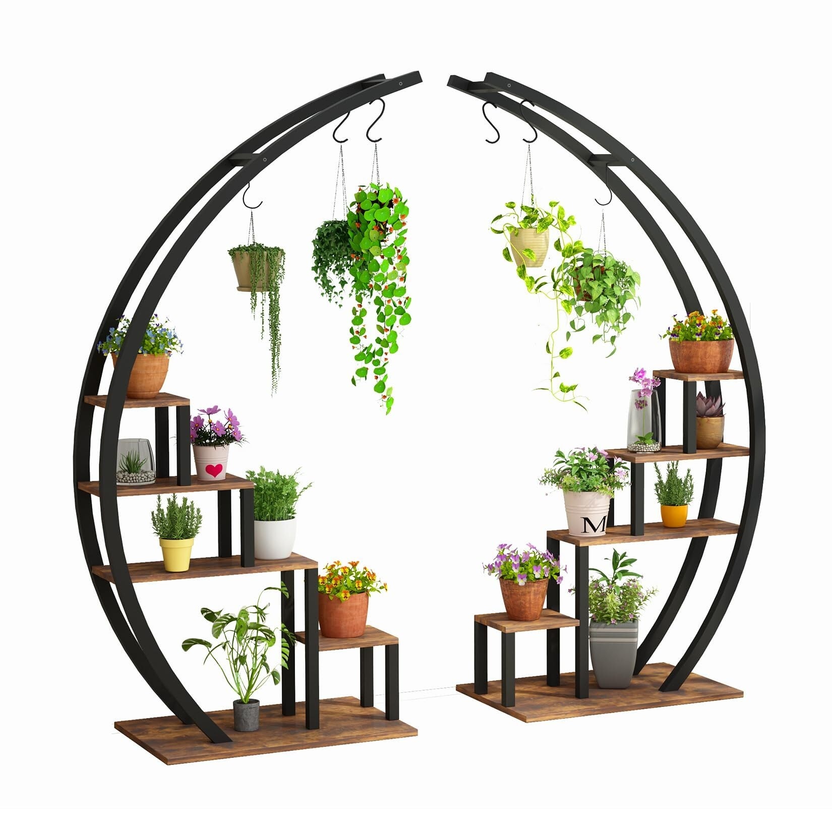 5 Tier Flower Plant Stand Indoor, 2 Pack Half Moon Plant Shelf
