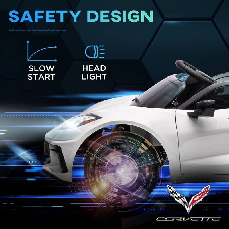 12V Kids Ride-On Chevrolet Corvette Licensed Car with Suspension, USB Music Port, and Dual Driving Modes for 3-6 Years