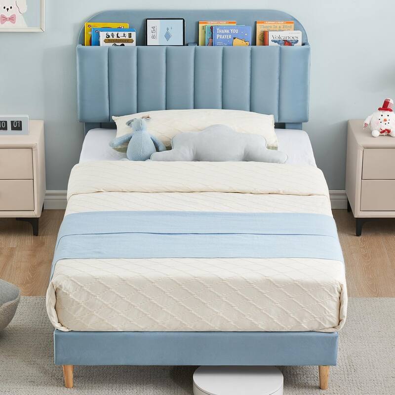 Twin Size Bed Frames with Storage Headboard