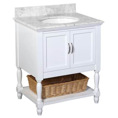 KitchenBathCollection Beverly 30" BathroomVanity w/ Carrara Marble Top