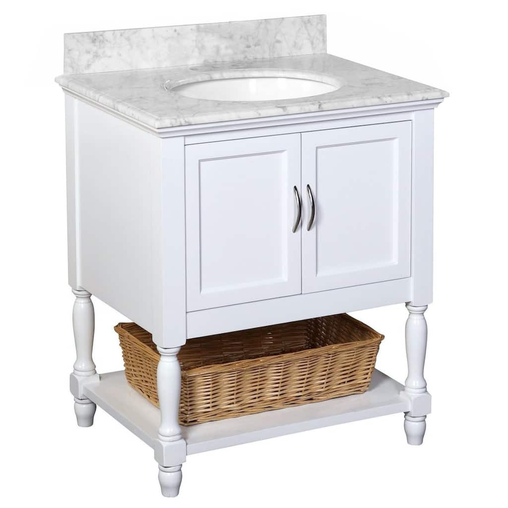 KitchenBathCollection Beverly 30" BathroomVanity w/ Carrara Marble Top