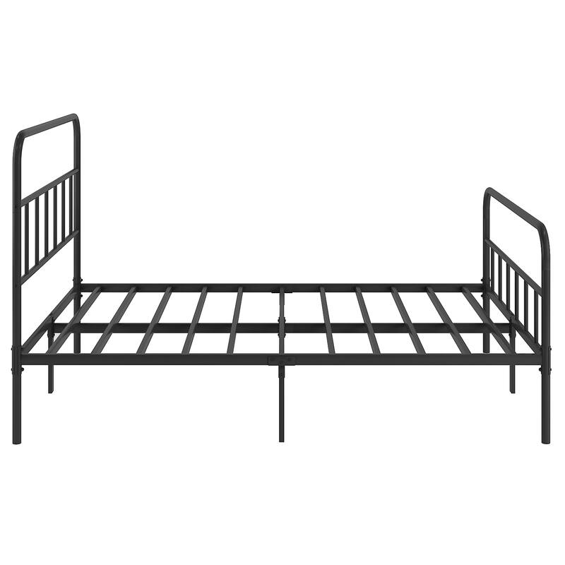 Metal Platform Bed with Wave Shape Wooden Headboard