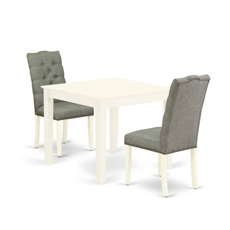 Vintage 3-Piece Dining Set - Kitchen Table & 2 Parsons Chairs - Linen White Finish