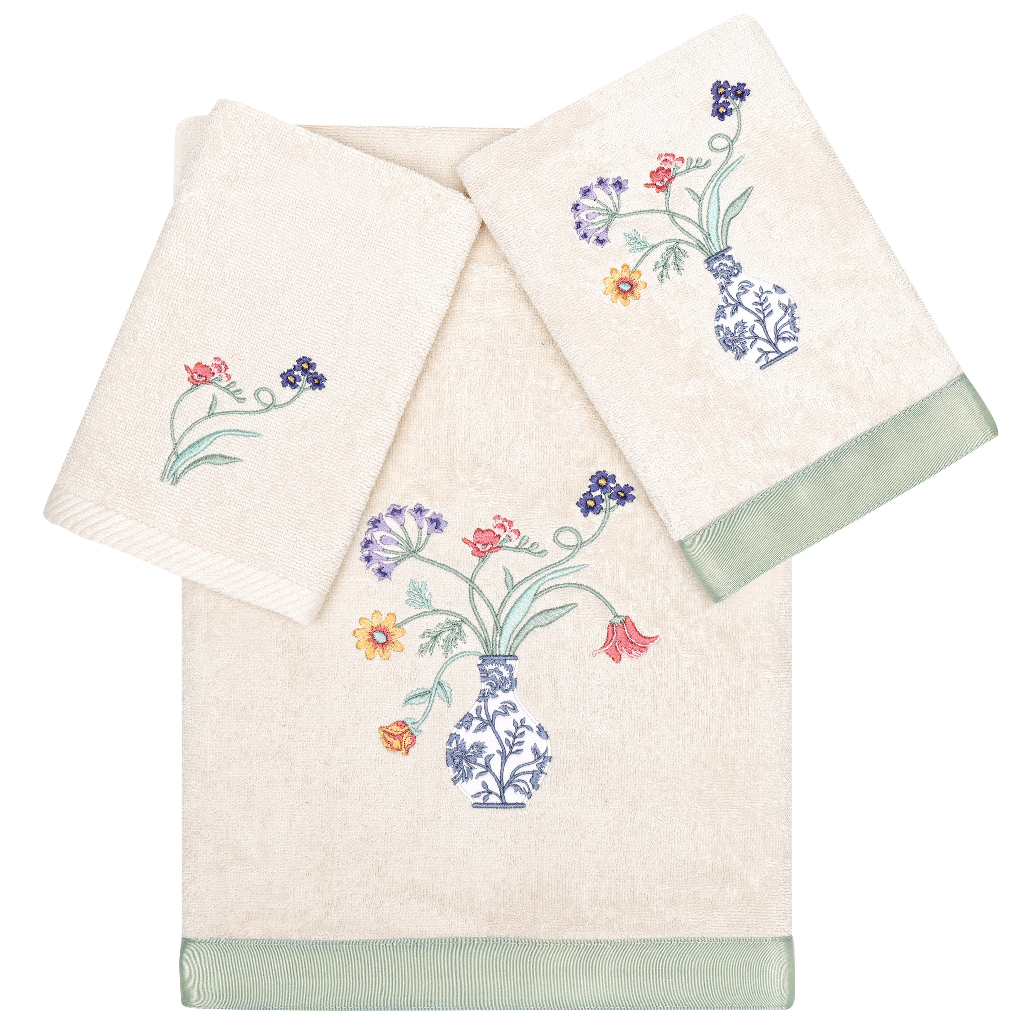 Authentic Hotel and Spa 100% Turkish Cotton Stella 3PC Embellished Towel Set