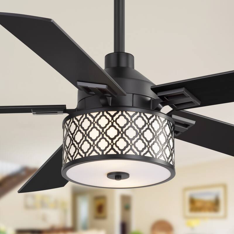 52-inch Reversible 5-Blade Fandelier Ceiling Fan with Light and Remote - Black