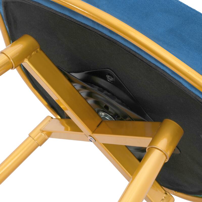 Roomfitters 31.5" Swivel Counter Height Bar Stools Set of 2, Low Back Upholstered Kitchen Chairs with Gold Metal Legs, Blue