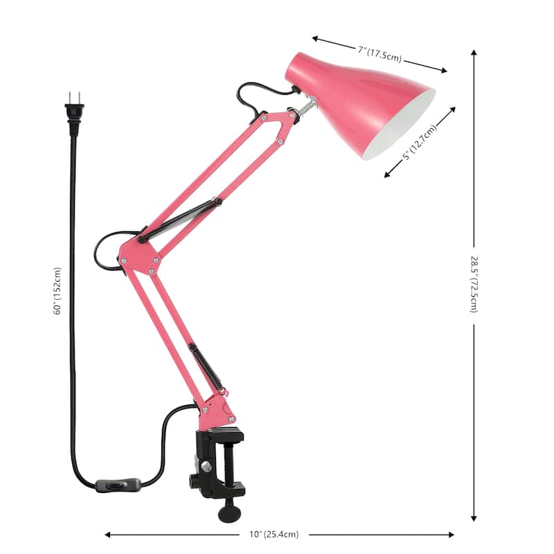 Hugo 28.5" Classic Industrial Adjustable Articulated Clamp-On LED Task Lamp, by JONATHAN Y