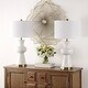 preview thumbnail 3 of 14, SAFAVIEH Lighting 30 inch Navy Lola Column Lamp (Set of 2) 15"W x 15"D x 31"H (Set of 2) - White -USB