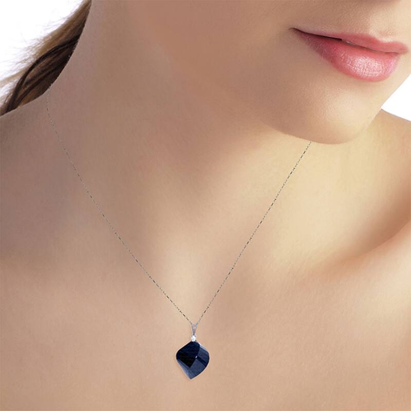 15.3 Carat 14K White Gold Necklace Diamond Twisted Briolette Sapphire