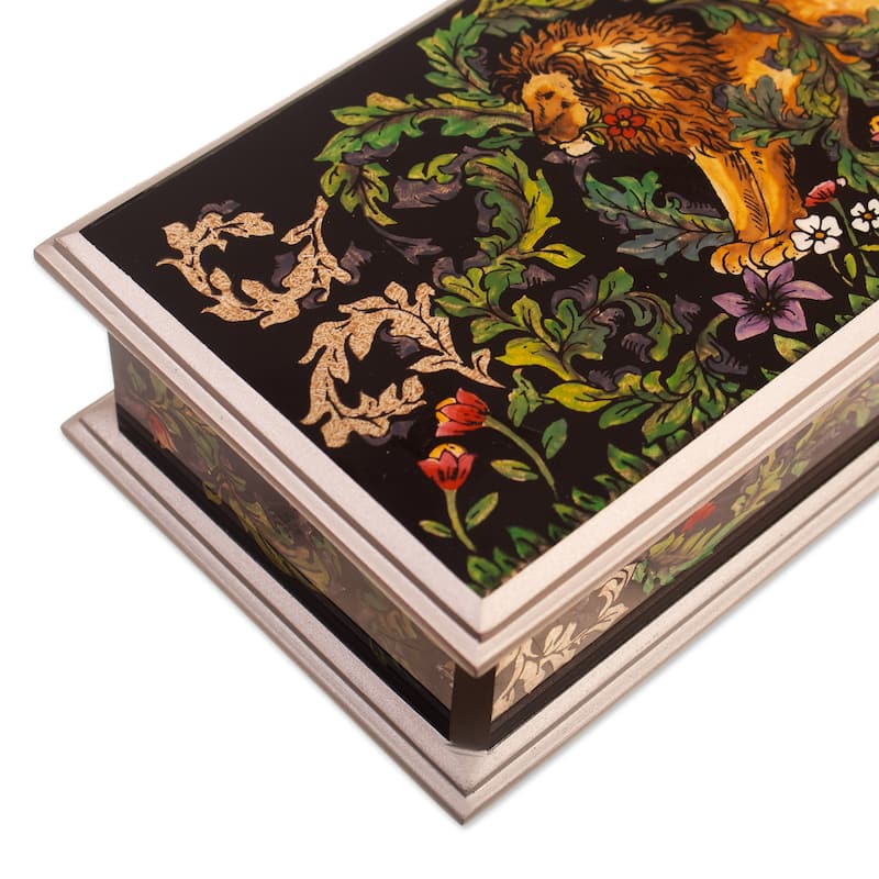 Novica Handmade Courageous King Reverse-Painted Glass Decorative Box
