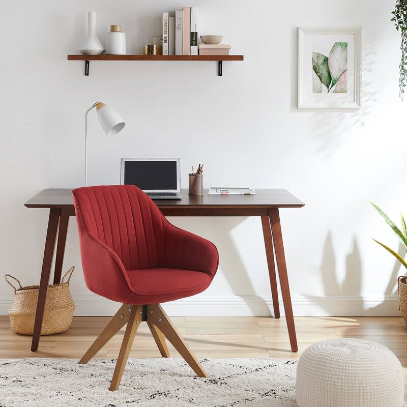 Art Leon Classical Swivel Office Accent Chair with Wood Legs