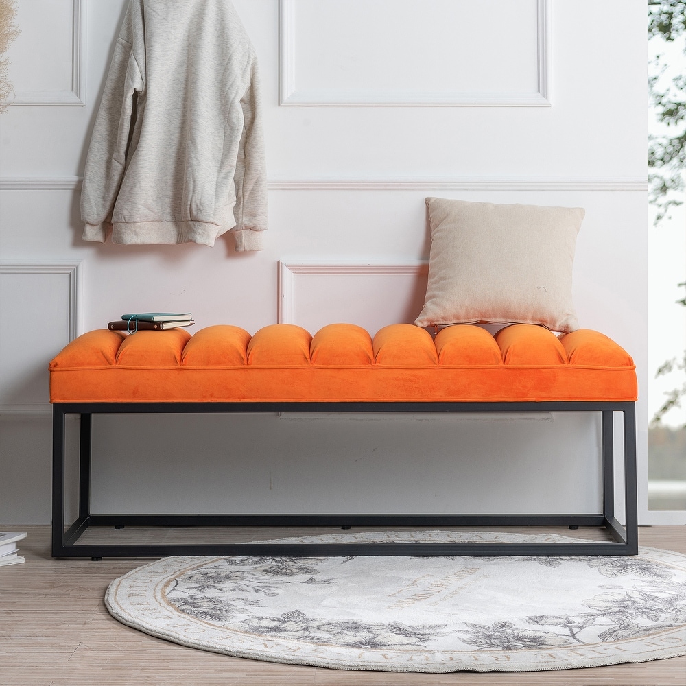 Orange sales entryway bench