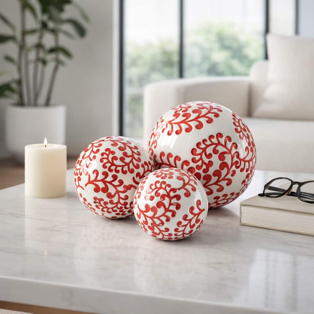 Sagebrook Home Ceramic Decorative Orbs Set - Enhance Your Space with Elegant Home Accents, Ideal for Stylish Interiors