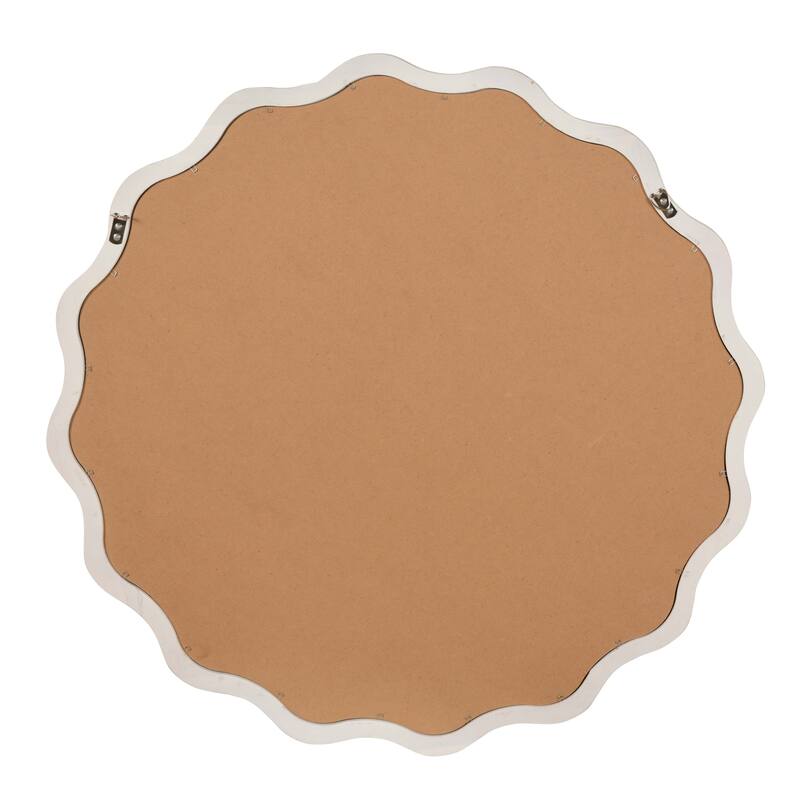 30 inch Wavy Round Solid Wood Frame Decorative Mirror,For Bedroom, Bathroom, Living Room, Entryway