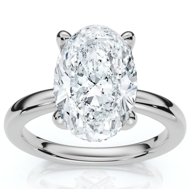 Bliss Diamond Certified 4.10Ct Oval Diamond Side Halo Engagement Ring Gold Lab Grown