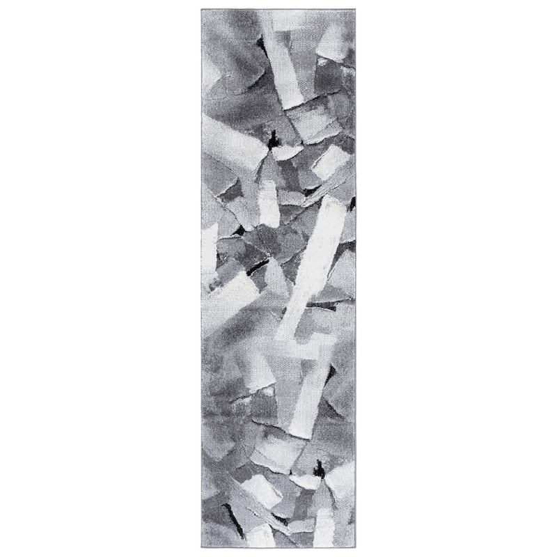 SAFAVIEH Porcello Gennady Mid-Century Modern Abstract Rug - 2'3" x 8' Runner - Ivory/Grey - Runner
