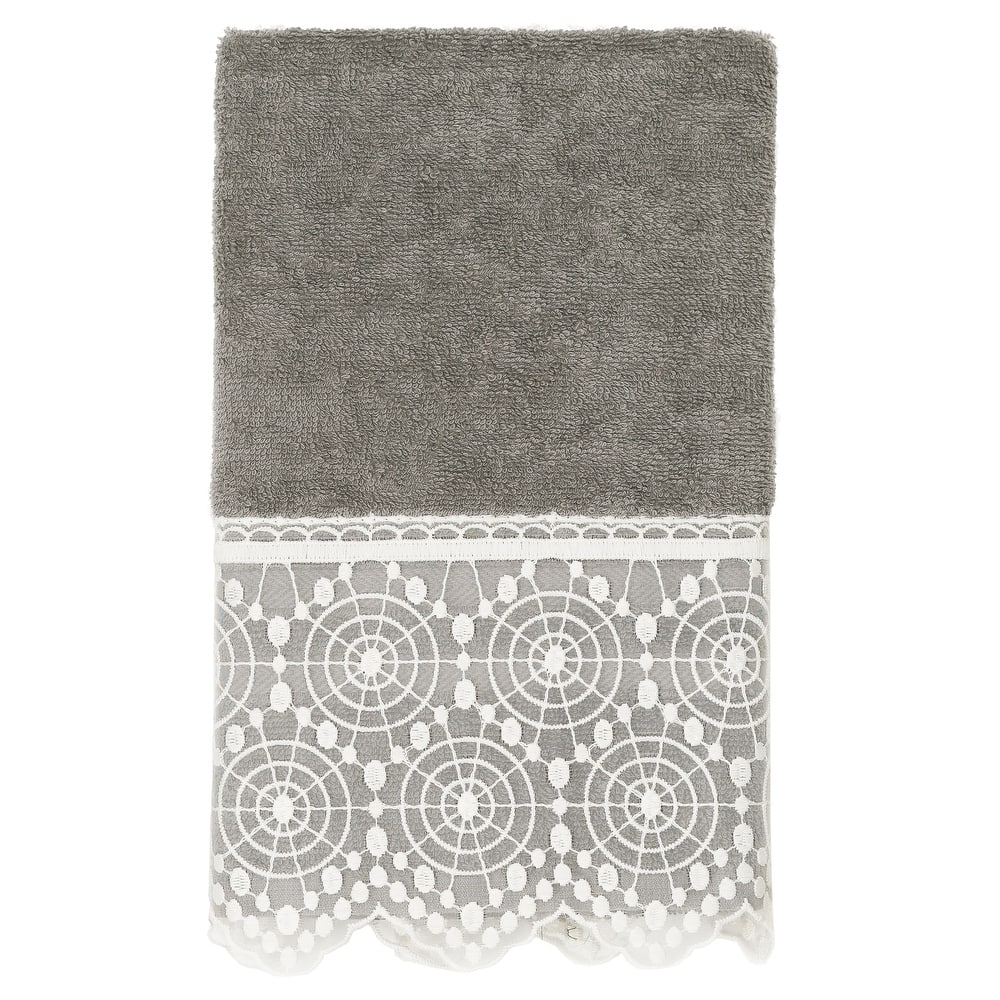 Authentic Hotel and Spa 100% Turkish Cotton Arian Cream Lace Embellished Hand Towel