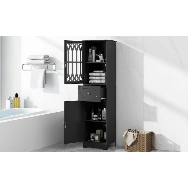 Freestanding Storage Cabinet with Drawer and Doors