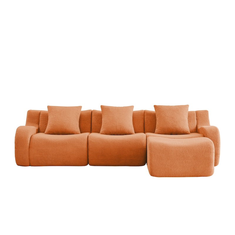 GDF Studio - Fairford 3-Seat Modular Sofa With Curved Armrests & Non-Slip Base