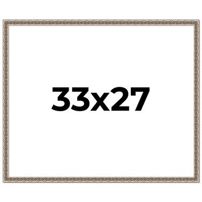 33x27 Frame Silver Versailles Ornate Solid Wood Picture Frame | 1 Inch
