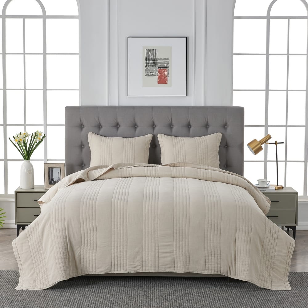 Stonewash Classic Cotton Quilt & Coverlet Set