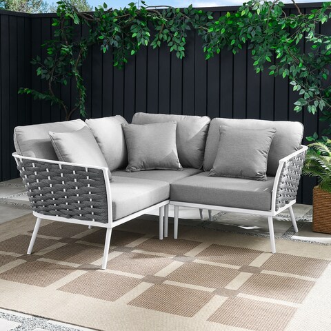 Stance Outdoor Patio Aluminum Outdoor Patio Small Sectional Sofa