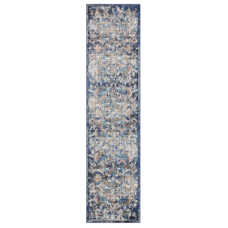 Sevita Lotus Floral Navy Multicolor Traditional Rug