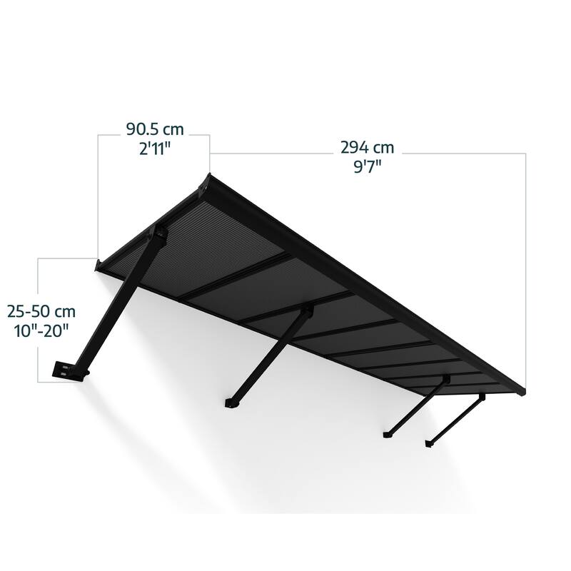 Canopia Augustine 3 ft. Black/Gray Door and Window Awning