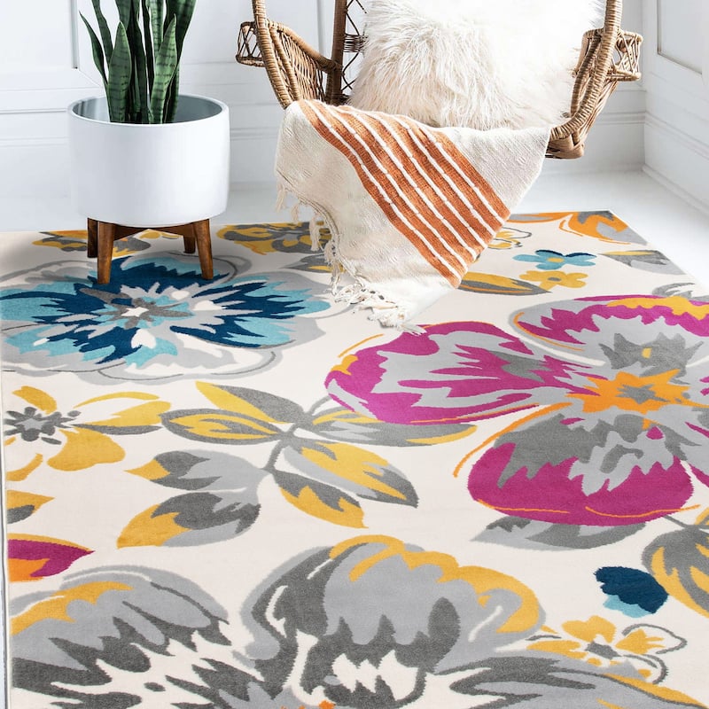 World Rug Gallery Modern Floral Design Area Rug - 9' x 12' - Multi - Runner/Rectangle