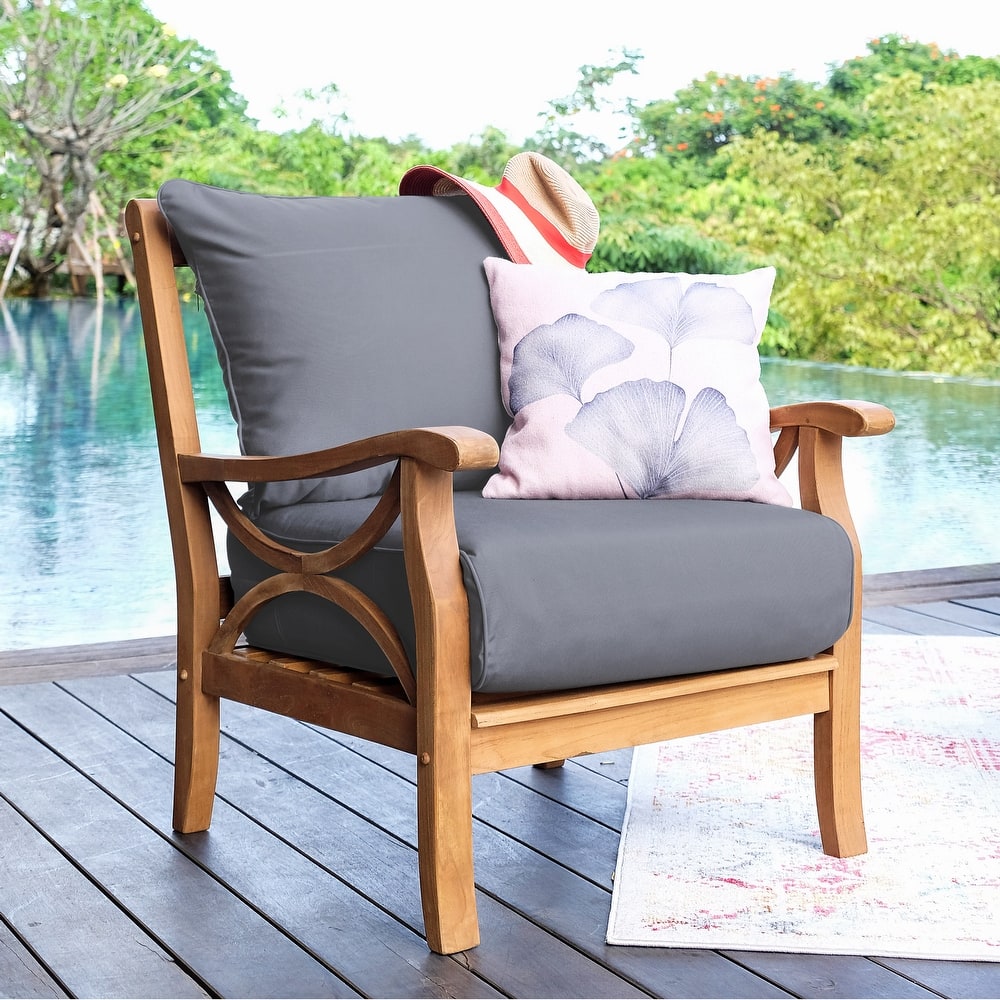 Cambridge Casual Lowell Teak Patio Club Chair with Cushion