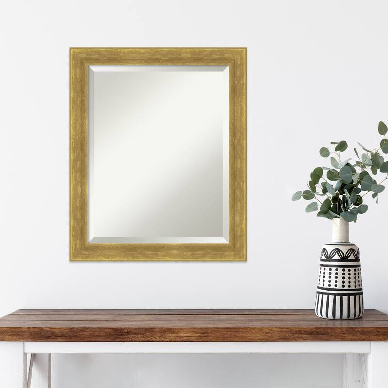 Angled Beveled Wood Framed Wall Mirror