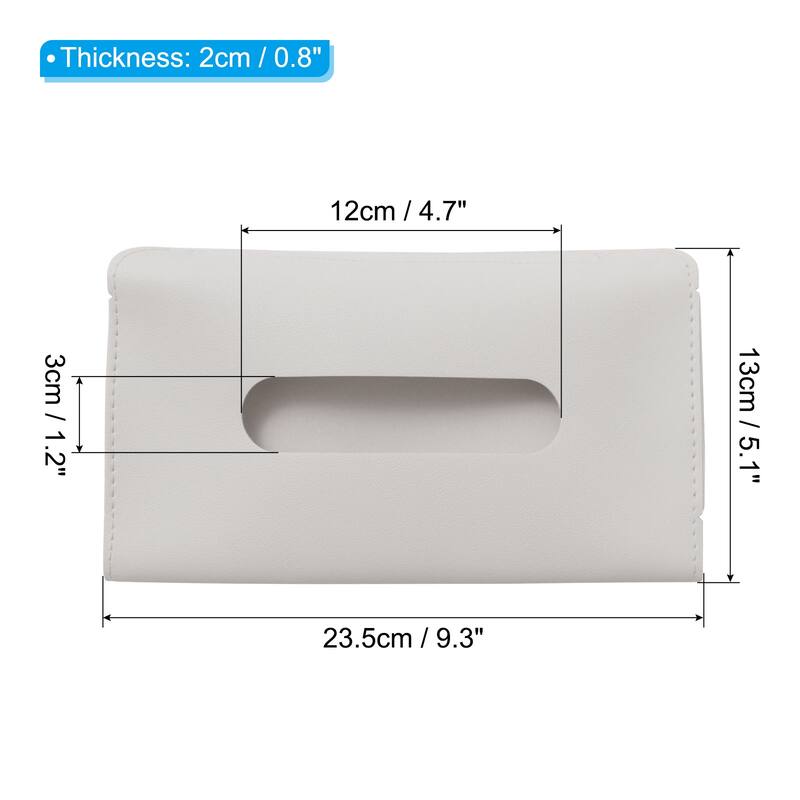 Car Tissue Holder, PU Leather Napkin Dispenser with Elastic Strap - 23.5x13x2cm - Beige