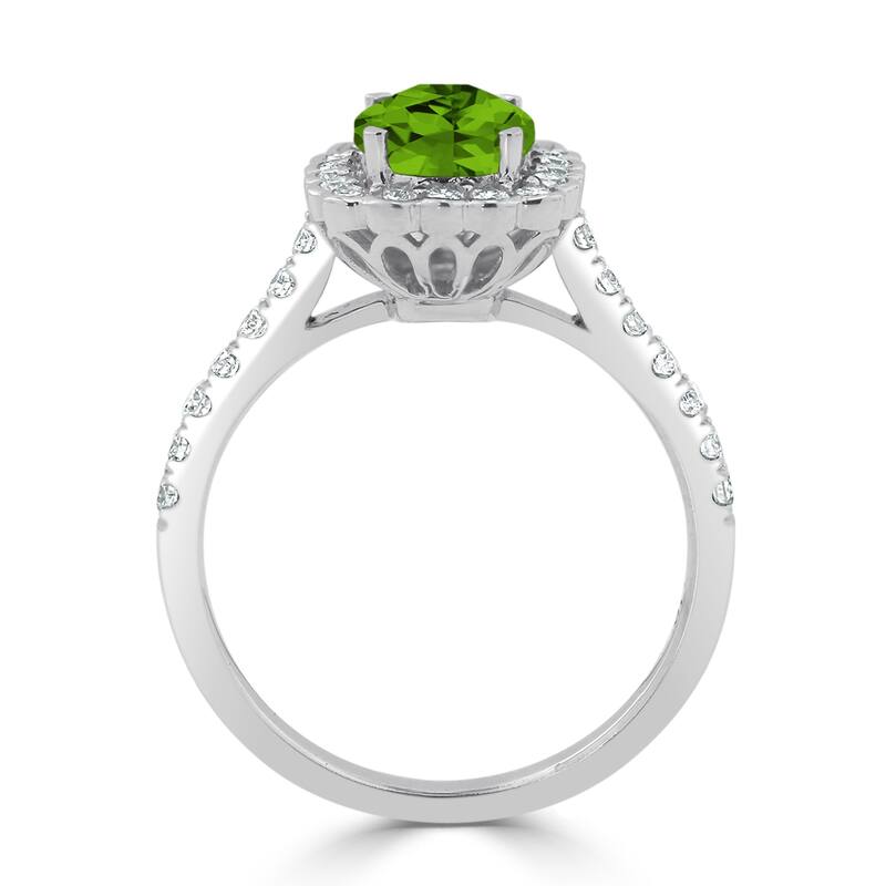 Auriya Vintage 1 1/3ct Cushion-cut Peridot Halo Diamond Engagement Ring 1/2ctw 14k Gold