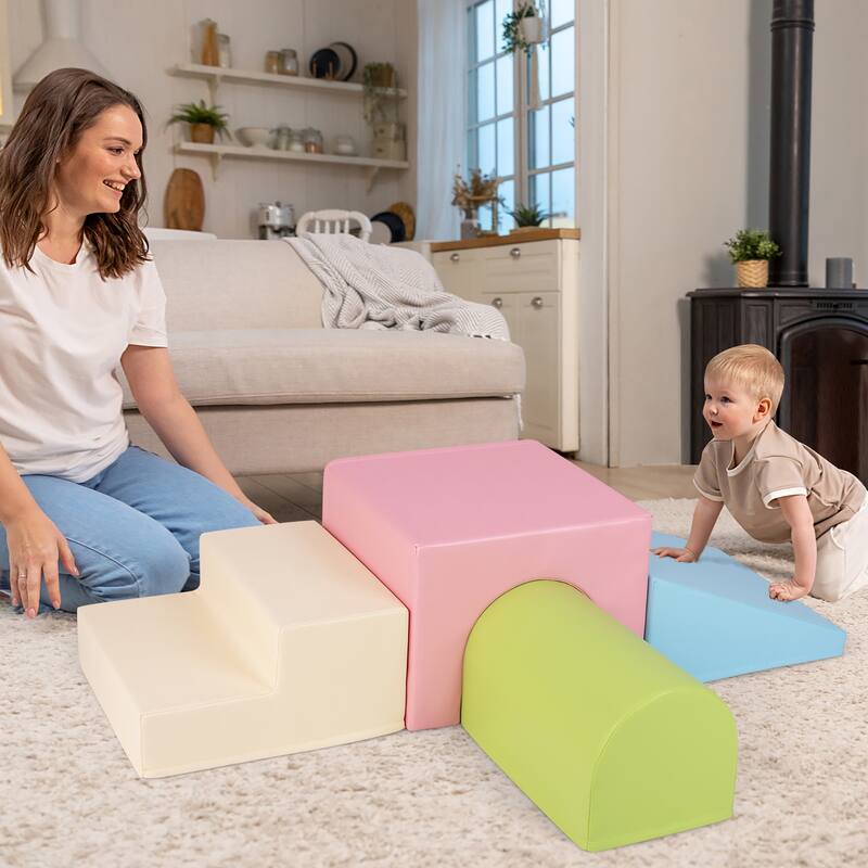 Gymax Kids Climb and Crawl Activity Playset Blocks w/ Waterproof PU - Multicolor