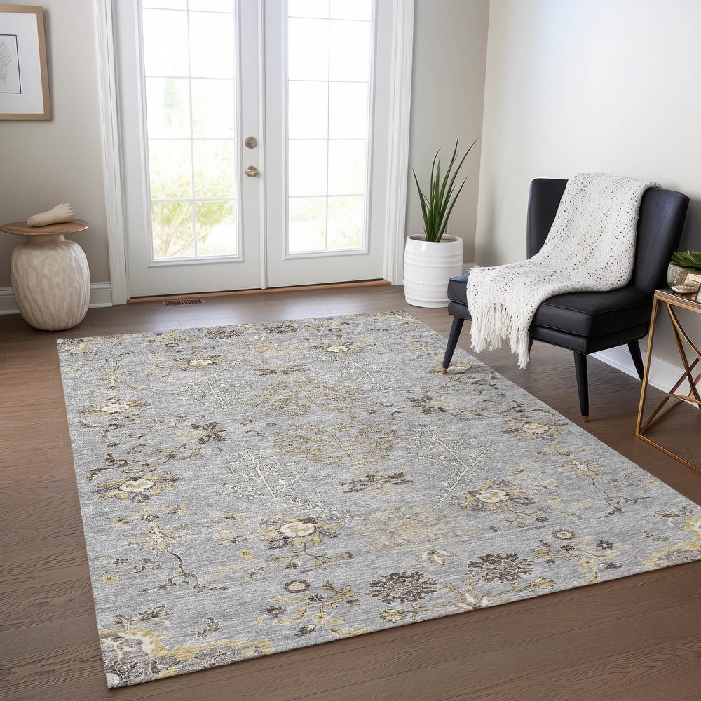 Machine Washable Indoor/ Outdoor Boho Traditional Chantille Rug