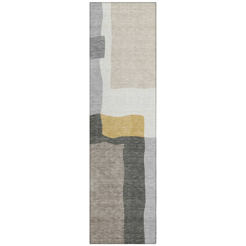 Machine Washable Indoor/ Outdoor Contemporary Blox Chantille Rug