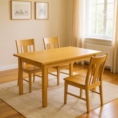 HomeRoots 60" Goldenrod Solid Wood Dining Table - 60.00 in. x 30.00 in. x 27.00 in.