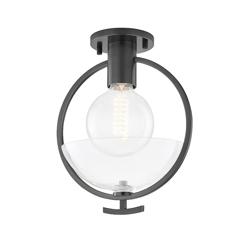 Carson Carrington Varjaren Clear Glass 1-light Semi Flush Mount - Old Bronze