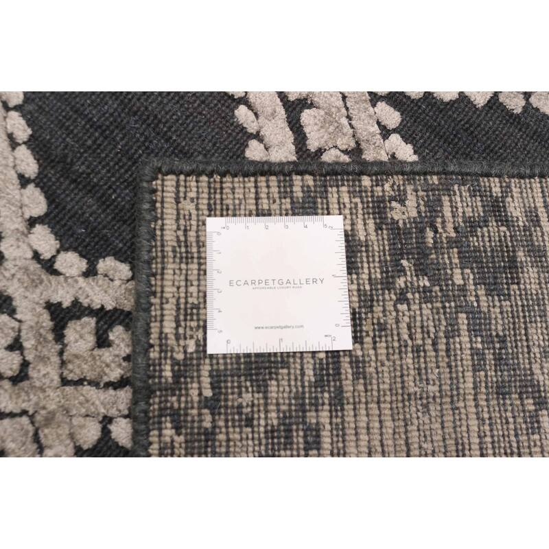 ECARPETGALLERY Hand Loomed Elysian Dark Grey Viscose, Wool Rug - 5'11 x 8'11