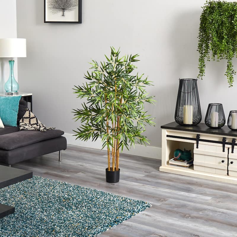4ft Bamboo Silk Tree - Faux Indoor Plant for Home Decor & Asian Themed Design - 4ft.