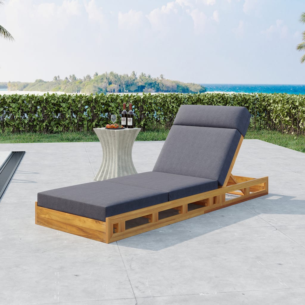 Christopher Knight Home- Theodoric Patio Acacia Wood Chaise Lounge Set