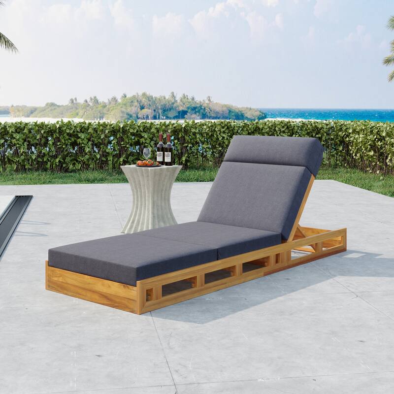Outdoor Patio Chaise Lounge Chairs Adjustable Backrest Lounge Chairs with Water-repellent Cushions for Poolside Balcony Garden - 4" Triple Fold Dark Grey - 1pc