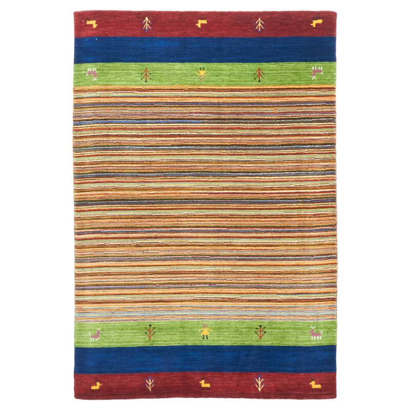 ECARPETGALLERY Hand Loomed Kashkuli Gabbeh Red Wool Rug - 4'0 x 5'11