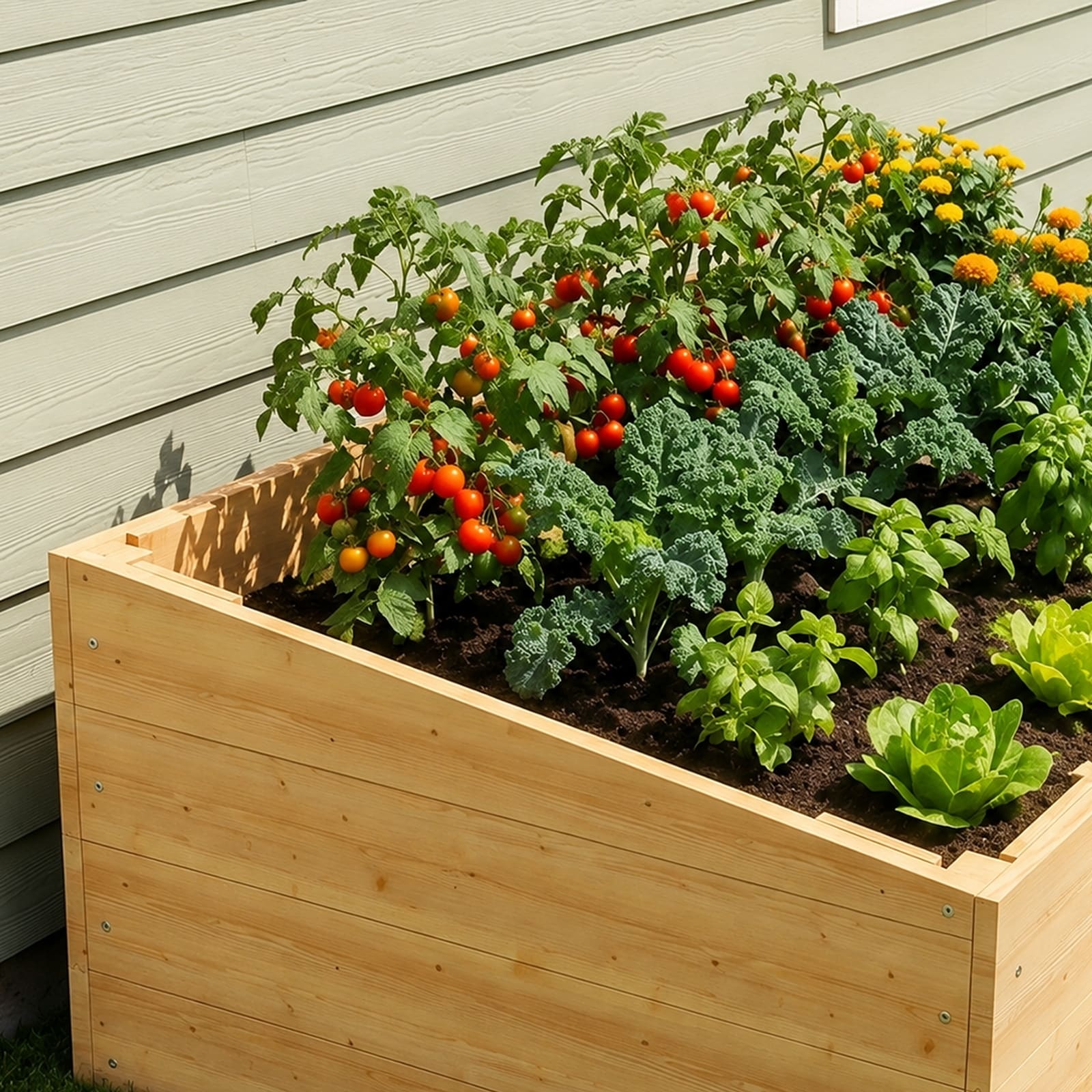 4-Pack 38.6-Inch Wooden Raised Garden Beds, Natural Solid Fir Wood Outdoor Planter Boxes, Paintable Garden Beds