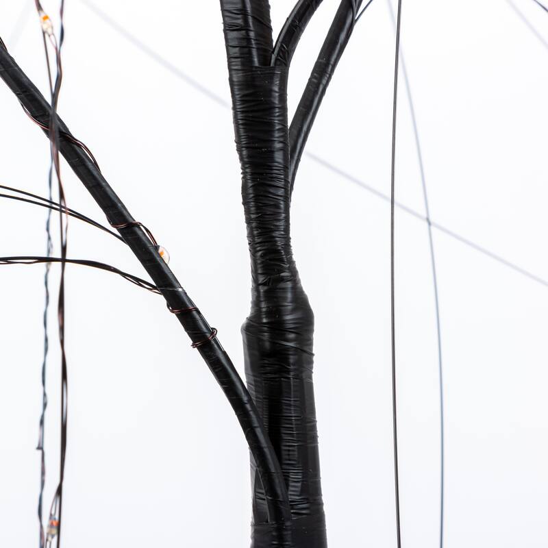 5 Foot Electric Black Willow Tree with Bats and Dual Color Lights